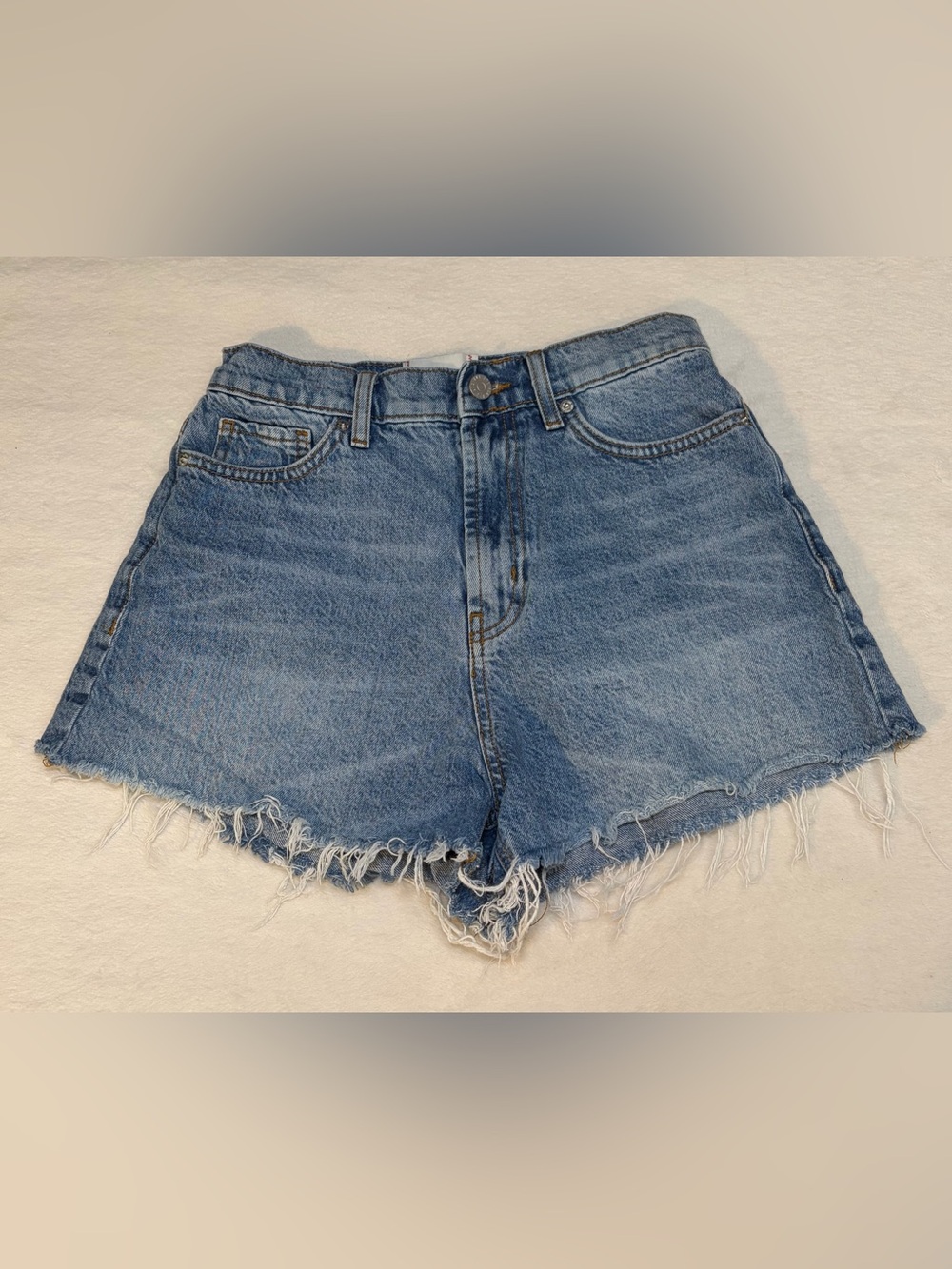 Urban Outfitters Light Blue High-Rise Frayed Denim Shorts